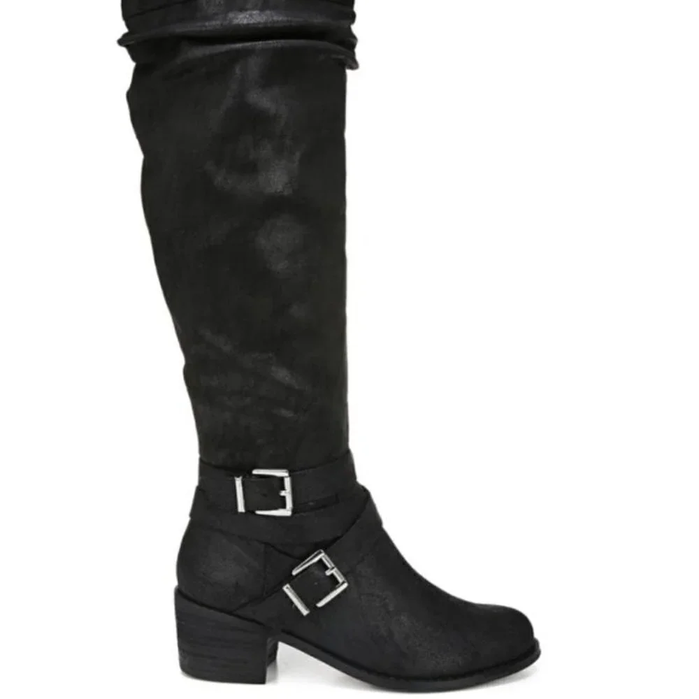 W315-A Black Jada High Shaft Slouch Boots 5 M